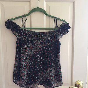 black floral off the shoulder top